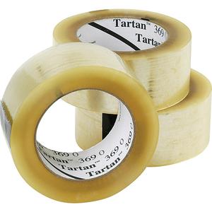 Tartan™ 369 Box Sealing Tape - Acrylic, 48 mm (1-22/25"), 132 m (432'), 1.6 mils, 48, Roll, Clear