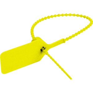 Pull-Tite II Embossed Security Seal – Sealed Do Not Remove - Pull-Through, Plastic, 9", Package, 1000, Yellow