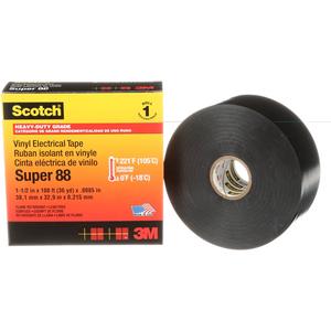 Scotch® Vinyl Electrical Tape Super 88 - 38 mm (1-1/2"), 33 m (108'), 8.5 mils, Black