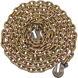 Grade 70 Binder Chain - 20' (6 m), 3/8", 6600 lbs. (3.3 tons), Grade 70, Yellow Chromate Zinc Electroplated Finish, Yellow Chromate Plated, Carbon Steel