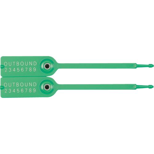 Gemini® Tote Seals - Pull-Through, Plastic, 7-1/4", Green