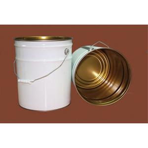 Pail with Lid - Metal, 20 L, White, Included (No holes)