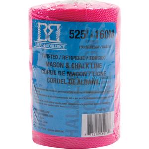 Mason/Chalk Line Rope - Nylon, 525' - 160 M, Pink, All purpose, Construction, Gardening/Landscaping, Twisted