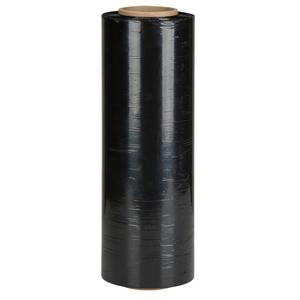 Hand Stretch Wrap - Blown, 15", 1500', 80 Gauge (20.3 micrometers), Roll, 4 Rolls, Opaque Black