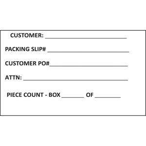 Generic Shipping Label - White, 4", 6", Roll, Non Removable, 500, Customer, Packing Slip Number, Customer PO #, Attention to, Piece Count