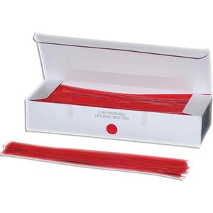 Twist Ties - Standard, Paper, 12", Red, 3/16"