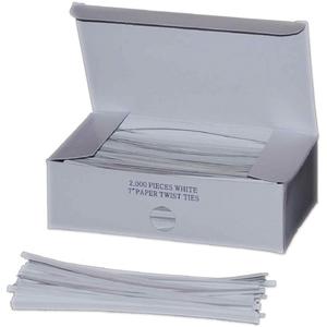 Twist Ties - Standard, Paper, 7", White, 3/16"