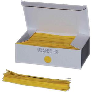 Twist Ties - Standard, Paper, 7", Yellow, 3/16"