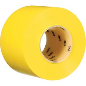 Durable Floor Marking Tape 971 - Yellow, Vinyl, 4", 108', 110 PSI, 17 mil