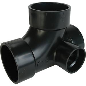 Right Side Inlet Tee Fitting - Sanitary, Plastic, 3" x 1-1/2", 3" x 2", All Hub