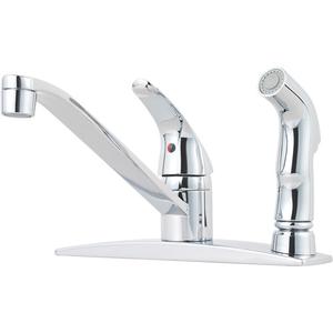 Pfirst Series Kitchen Faucet with Side Sprayer - Pull Out, Polished, Deck Mounted, 3, 6-5/16", 1, 1.8, 4-3/4", 1-3/8"