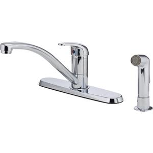 Pfirst Series Kitchen Faucet with Side Sprayer - Traditional, Chrome, Deck Mounted, 4, 6-27/32", 1, 1.8, 5-27/32", 2-1/2", 47"