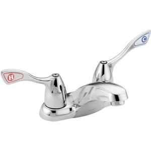 M-Bition® Centreset Lavatory Faucet - Chrome, Traditional, Deck Mounted, 2, 4-5/8", 2, Lever, 4", 1.2 GPM, 1/2" IPS