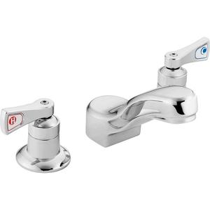 M-Dura™ Widespread Lavatory Faucet - Chrome, Traditional, Deck Mounted, 3, 4-3/16", 2, Lever, 2.2 GPM, 1/2" IPS, CSA B125.1