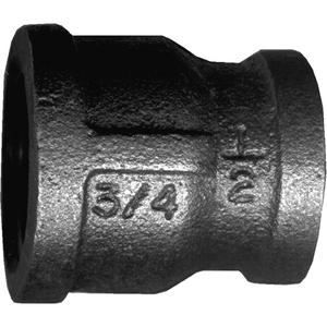 Female Reducing Pipe Coupling - Black Iron, 3/8" x 1/4"