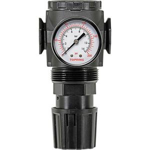 Regulator with Gauge Modulair 300 - 1/4" NPT, 20 SCFM @ 100 PSI, 300 psi, In Line/Modular, 4 to 80 °C, 52 mm, Brass, Nylon