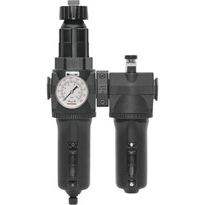 Manual Drain Filter, Regulator & Lubricator with Metal Bowl & Gauge Modulair 400 - 1/2" NPT, 120 SCFM @ 100 PSI, 200 psi, Aluminum, 9.1 fl. oz., 4 to 80 °C, 5 Micron