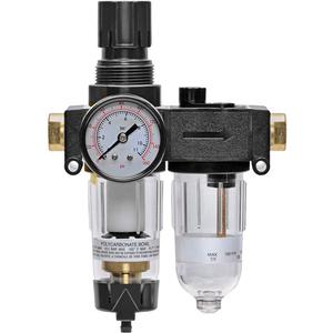 Filter/Regulator & Lubricator with Gauge Modulair 200 - 1/4" NPTF, 23 SCFM @ 100 PSI, 150 PSI, Polycarbonate, 2.03 fl. oz., 4 to 52 °C, 0-125 PSI, 5 micron, Nitrile