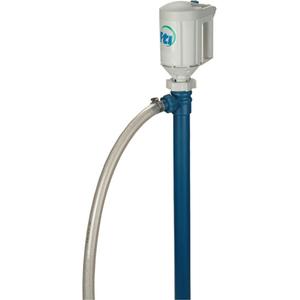 PFM-48 Drum Pump Kit with M3V Motor - Polypropylene/PVDF/Stainless Steel, Hose Barb, 2", 48", 5' PVC Hose; Clamp