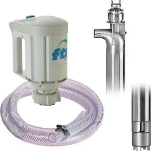 PFS-40 Drum Pump Kit with M3V Motor - Stainless Steel, Hose Barb, 2", 40", 5' PVC Hose; Clamp