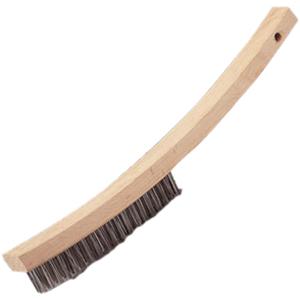Curved Handle Hand Scratch Brush - 17", 4 X 20, Stainless Steel