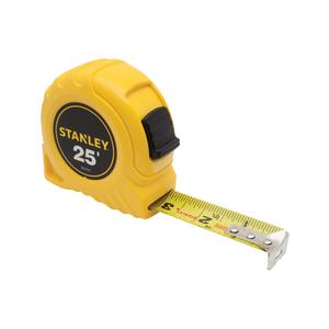 High Impact Measuring Tape - 25', 1", in/ft., 7', Yellow