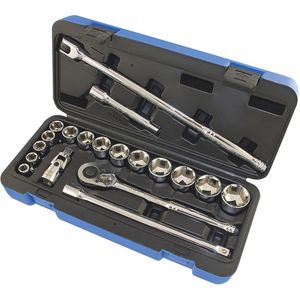 SAE Socket Wrench Set - 010-LTQ642 - 1/2", Hand/Standard, Standard, 20, 6, 7/16"; 1/2"; 9/16"; 5/8"; 11/16"; 3/4"; 13/16"; 7/8"; 15/16"; 1"; 1-1/16"; 1-1/8"; 1-3/16"; 1-1/4"
