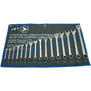 CWS-16M Raised Panel Wrench Set - 16, Metric, Combination, 10 mm; 11 mm; 12 mm; 13 mm; 14 mm; 15 mm; 16 mm; 17 mm; 18 mm; 19 mm; 21 mm; 22 mm; 24 mm; 7 mm; 8 mm; 9 mm, Terylene Pouch, Chrome Vanadium