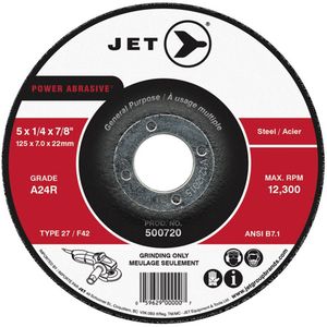 A24R Power Abrasive Grinding Wheel - 010-LTQ884 - 4-1/2", 1/4", 7/8", 13300, 27, A24R