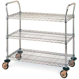 Standard-Duty Utility Carts - 3, 500 lbs., Stainless Steel, 18", 39", 30", Rubber, 375 lbs.