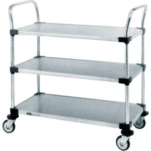 Standard-Duty Utility Carts - 3, 18", 39", 30", Stainless Steel, Knocked Down, Lip Down, Rubber, 500 lbs., 375 lbs.