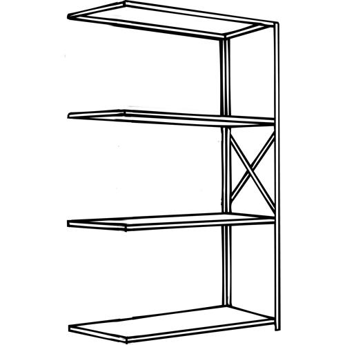 Interlok Shelving Unit - Add-On, 4, 800 lbs., Steel, 36", 12", 18", 24", 76", Boltless, Open, No, Light Grey - Image 2