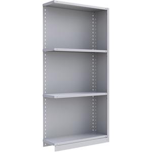 Interlok Shelving Unit - Add-On, 4, 800 lbs., Steel, 36", 12", 18", 24", 76", Boltless, Closed, No, Light Grey