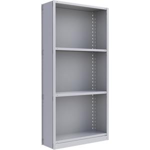 Interlok Shelving Unit - Starter, 4, 800 lbs., Steel, 36", 12", 18", 24", 76", Boltless, Closed, No, Light Grey
