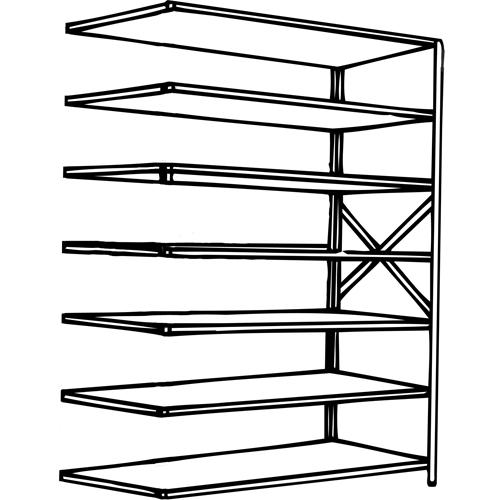 Interlok Shelving Unit - Add-On, 7, 800 lbs., Steel, 36", 12", 18", 24", 76", Boltless, Open, No, Light Grey - Image 2