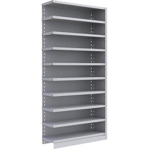 Interlok Shelving Unit - Add-On, 10, 800 lbs., Steel, 36", 12", 18", 24", 76", Boltless, Closed, No, Light Grey