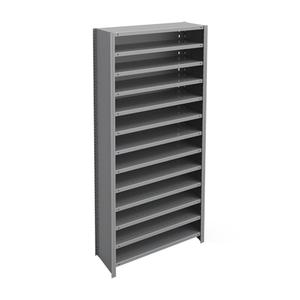 Interlok Shelving Unit - Starter, 13, 800 lbs., Steel, 36", 12", 18", 24", 76", Boltless, Closed, No, Light Grey