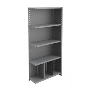 Interlok Shelving Unit - Add-On, 5, 800 lbs., Steel, 36", 12", 24", 76", Boltless, Closed, No, Light Grey, 2