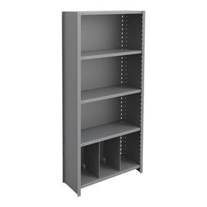 Interlok Shelving Unit - Starter, 5, 800 lbs., Steel, 36", 12", 18", 24", 76", Boltless, Closed, No, Light Grey, 2