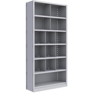 Interlok Shelving Unit - Starter, 7, 800 lbs., Steel, 36", 12", 18", 24", 76", Boltless, Closed, No, Light Grey, 14