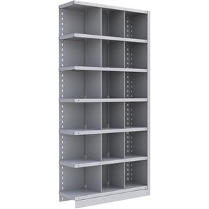 Interlok Shelving Unit - Add-On, 7, 800 lbs., Steel, 36", 12", 18", 24", 76", Boltless, Closed, No, Light Grey, 18