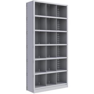 Interlok Shelving Unit - Starter, 7, 800 lbs., Steel, 36", 12", 18", 24", 76", Boltless, Closed, No, Light Grey, 18