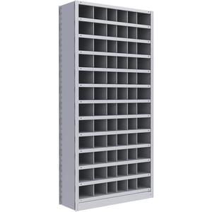 Interlok Shelving Unit - Starter, 13, 800 lbs., Steel, 36", 12", 18", 24", 76", Boltless, Closed, No, Light Grey, 72, 12