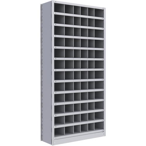 Interlok Shelving Unit - Starter, 13, 800 lbs., Steel, 36", 12", 18", 24", 76", Boltless, Closed, No, Light Grey, 72, 12