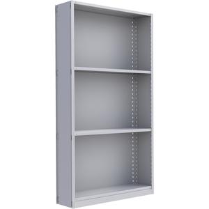 Interlok Shelving Unit - Starter, 4, 550 lbs., Steel, 48", 12", 18", 24", 88", Boltless, Closed, No, Light Grey