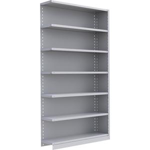 Interlok Shelving Unit - Add-On, 7, 550 lbs., Steel, 48", 12", 18", 24", 88", Boltless, Closed, No, Light Grey