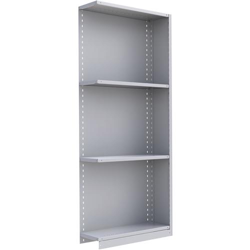 Interlok Shelving Unit - Add-On, 4, 800 lbs., Steel, 36", 12", 18", 24", 88", Boltless, Closed, No, Light Grey