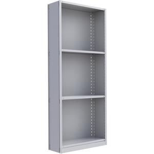 Interlok Shelving Unit - Starter, 4, 800 lbs., Steel, 36", 12", 18", 24", 88", Boltless, Closed, No, Light Grey