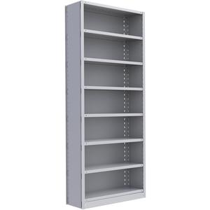 Interlok Shelving Unit - Starter, 8, 800 lbs., Steel, 36", 12", 18", 24", 88", Boltless, Closed, No, Light Grey