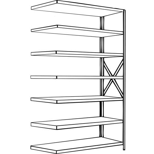 Interlok Shelving Unit - Add-On, 7, 800 lbs., Steel, 36", 12", 18", 24", 88", Boltless, Open, No, Light Grey - Image 2